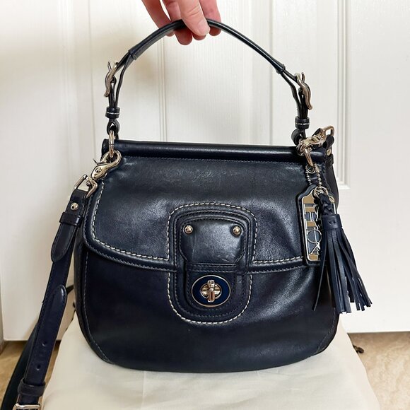 Coach Willis Legacy 19132 Navy Leather Bag Top Handle Crossbody Ltd Edition - Picture 3 of 13